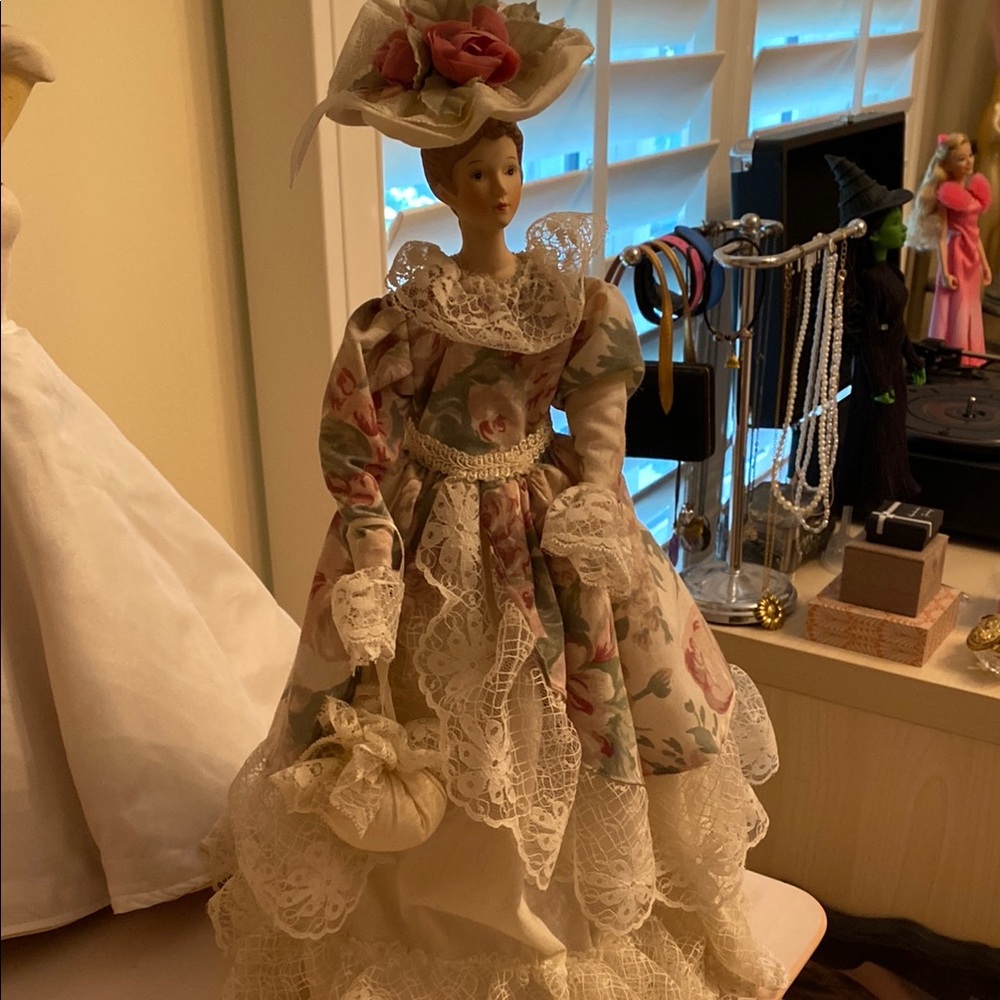 Floral Victorian Style Porcelain Doll